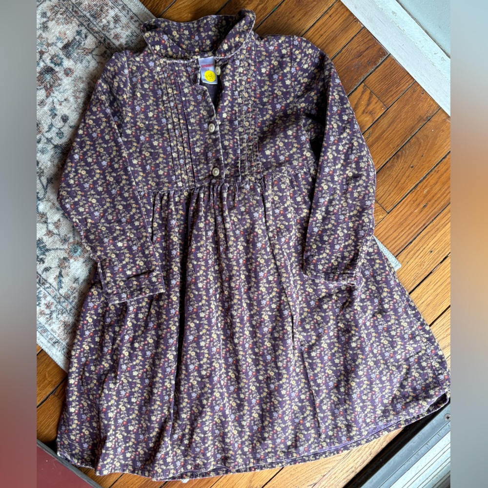 Floral Button-Front Corduroy Purple Gymboree Dress Size 7